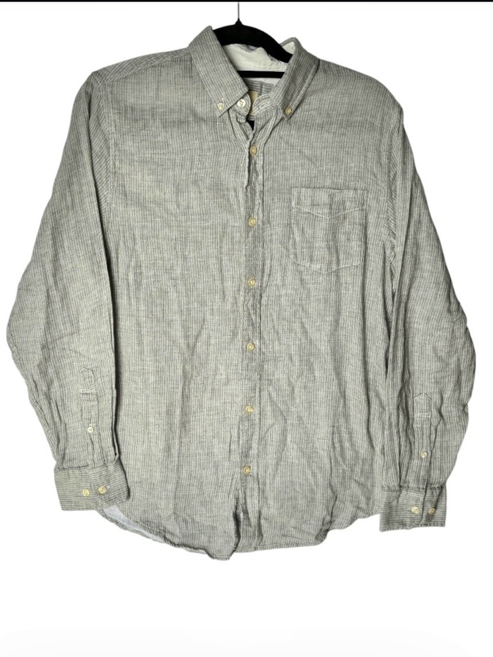 DIBI Menswear Grey Pinstripe Soft Hand Double Cloth Size Small Long Sleeve Shirt
